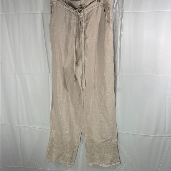 XCVI Beige Wide-Leg Linen Pants Size Small - Picture 1 of 10